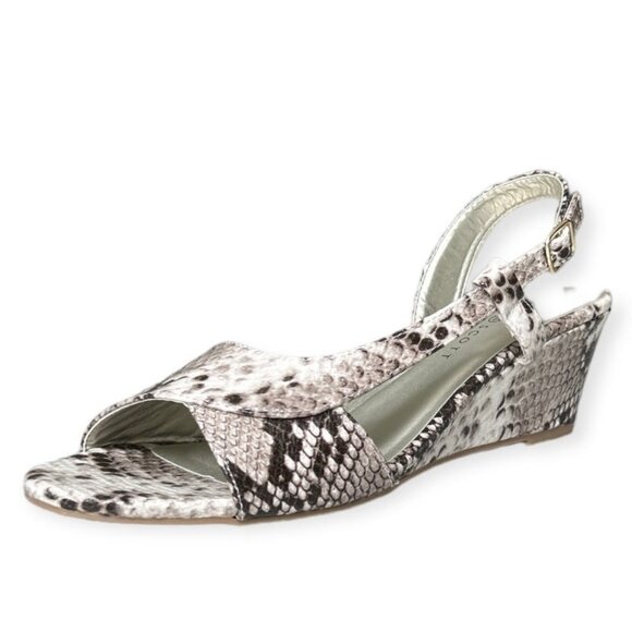 KAREN SCOTT DENA Women's Slingback Wedge Heels Dress Sandals Brown Snake Patent  - Picture 3 of 11